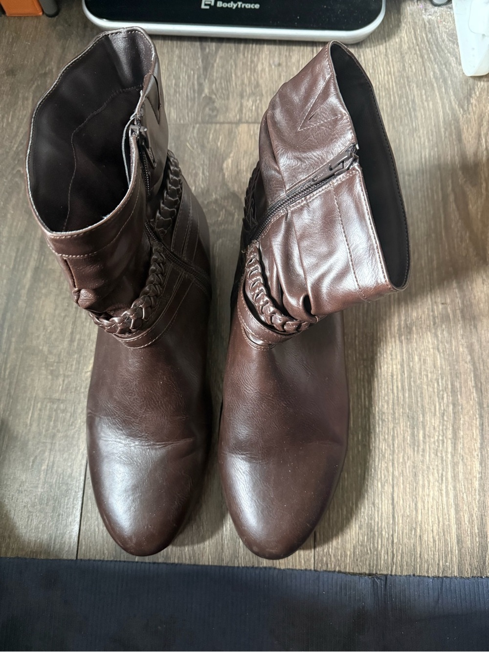 Braided Detail Brown Ankle Boots woman’s Size 12w